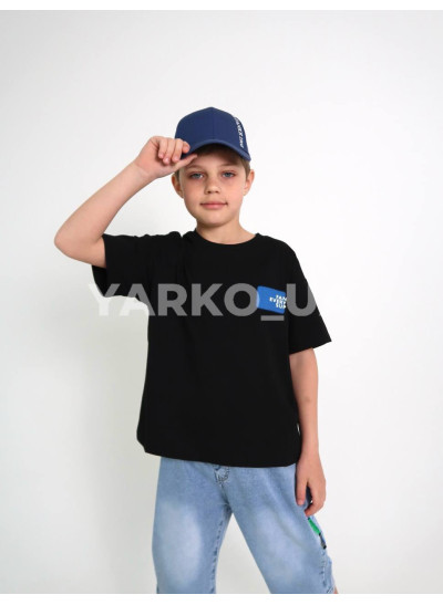 Футболка для хлопчиків на літо 8078# котон чорний FAN 130(р)
