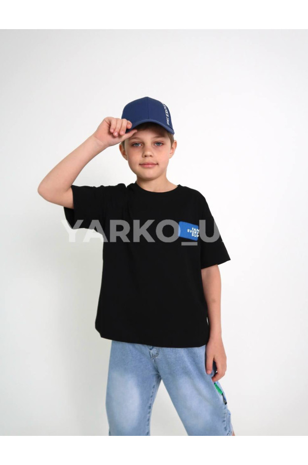 Футболка для хлопчиків на літо 8078# котон чорний FAN 130(р)
