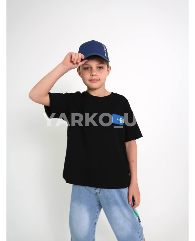Футболка для хлопчиків на літо 8078# котон чорний FAN 130(р)