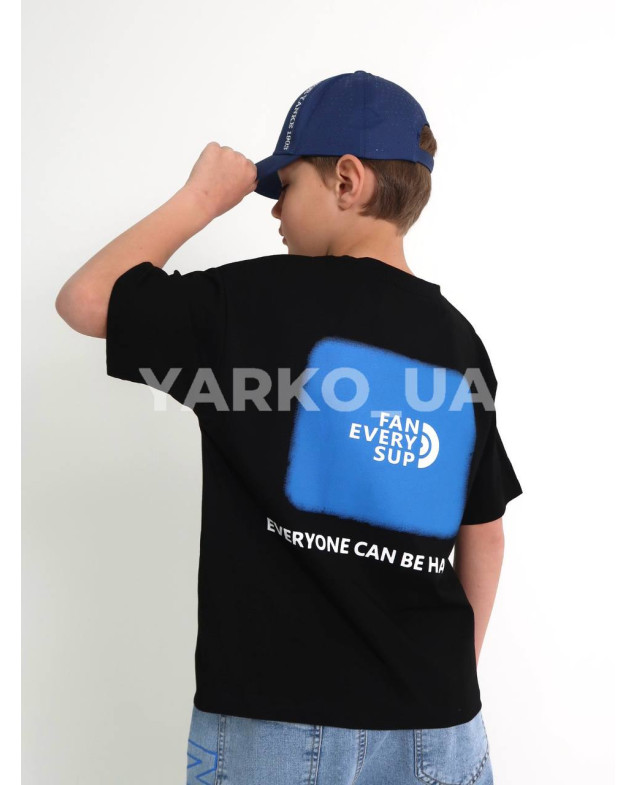 Футболка для хлопчиків на літо 8078# котон чорний FAN 130(р)