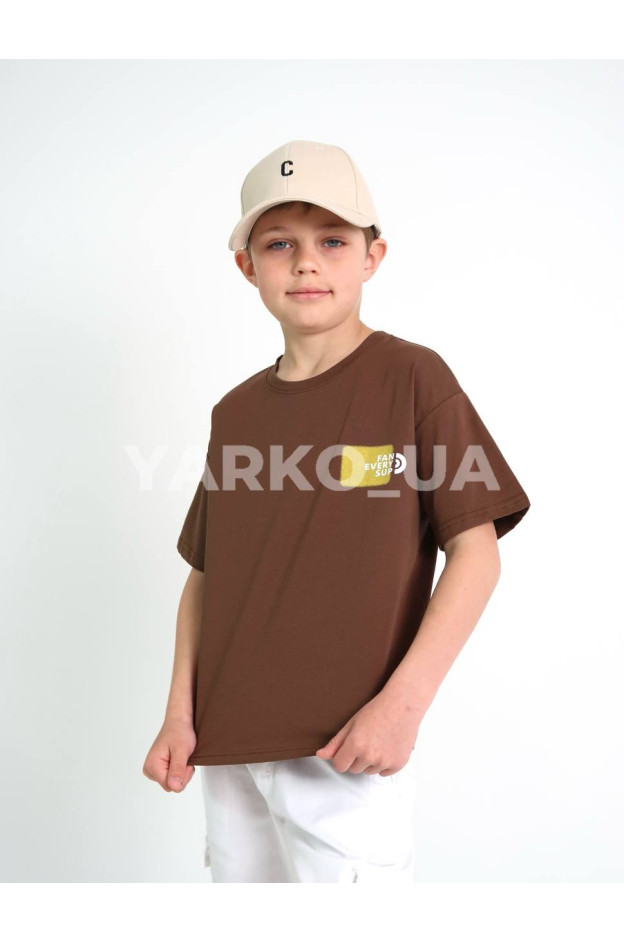 Футболка для хлопчиків на літо 8078# котон коричневий FAN 130(р)