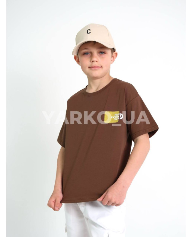 Футболка для хлопчиків на літо 8078# котон коричневий FAN 130(р)