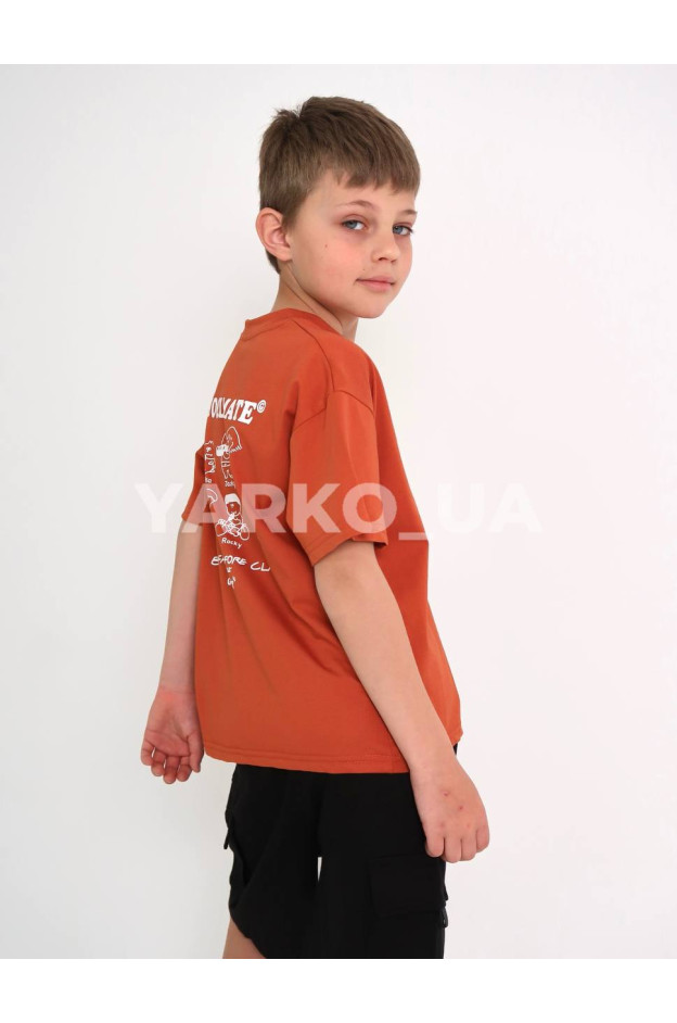 Футболка uni на літо 8028 котон цегла Schoolmate 140(р)
