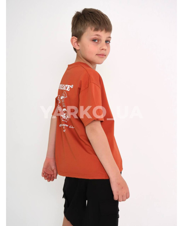Футболка uni на літо 8028 котон цегла Schoolmate 140(р)