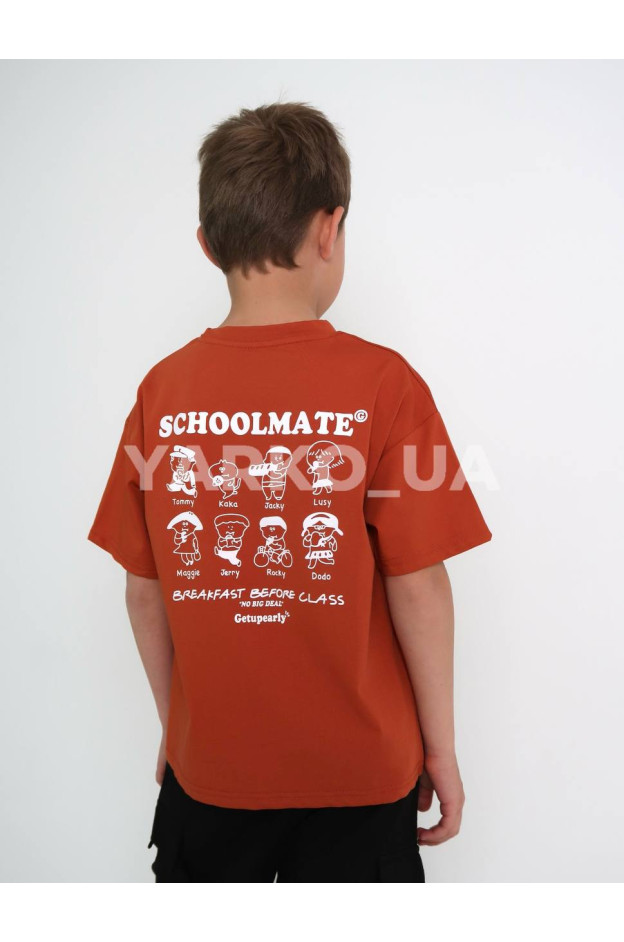 Футболка uni на літо 8028 котон цегла Schoolmate 140(р)