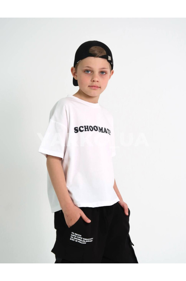 Футболка uni на літо 8028 котон білий Schoolmate 140(р)