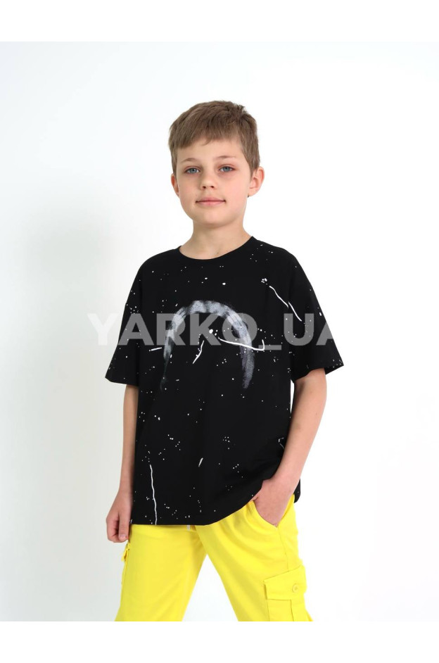 Футболка для хлопчиків на літо W-117 котон чорний Good Luck 140(р)