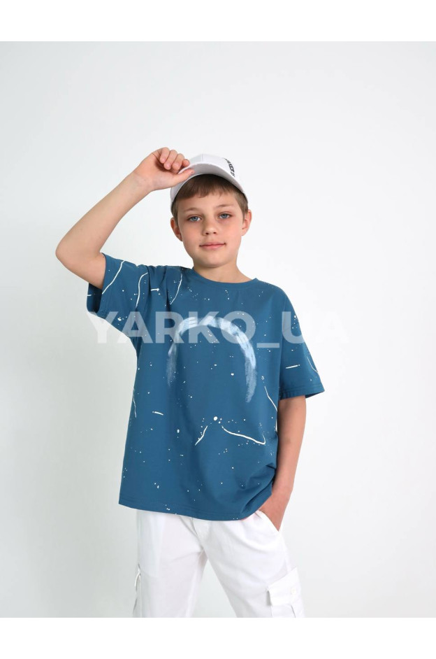 Футболка для хлопчиків на літо W-117 котон лазурний Good Luck 150(р)