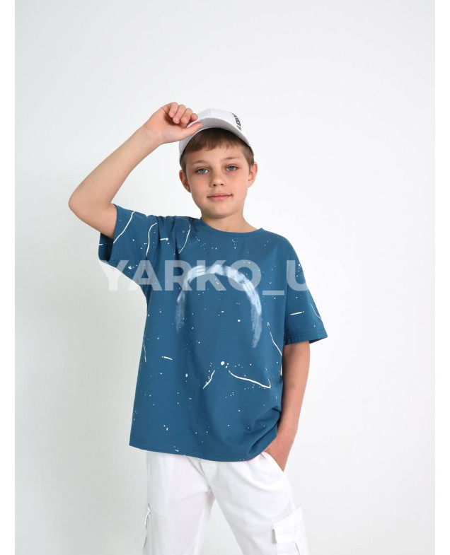 Футболка для хлопчиків на літо W-117 котон лазурний Good Luck 150(р)