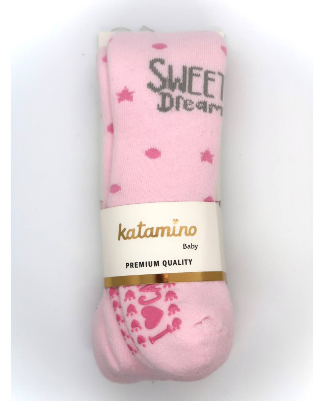 Колготи Katamino зима для дівчаток K35079 махра різнокольоровий киці з гальмами 6-12(р)