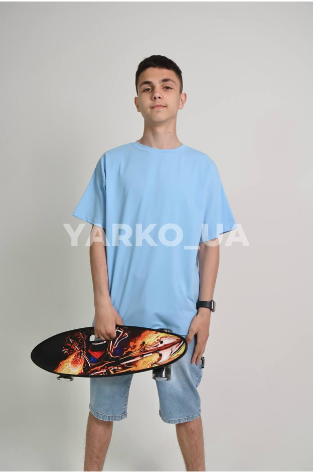 Футболка JakPani uni на літо 1405 котон блакитний oversize база 140(р)