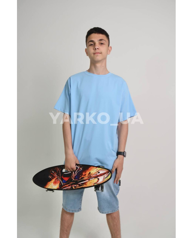 Футболка JakPani uni на літо 1405 котон блакитний oversize база 140(р)
