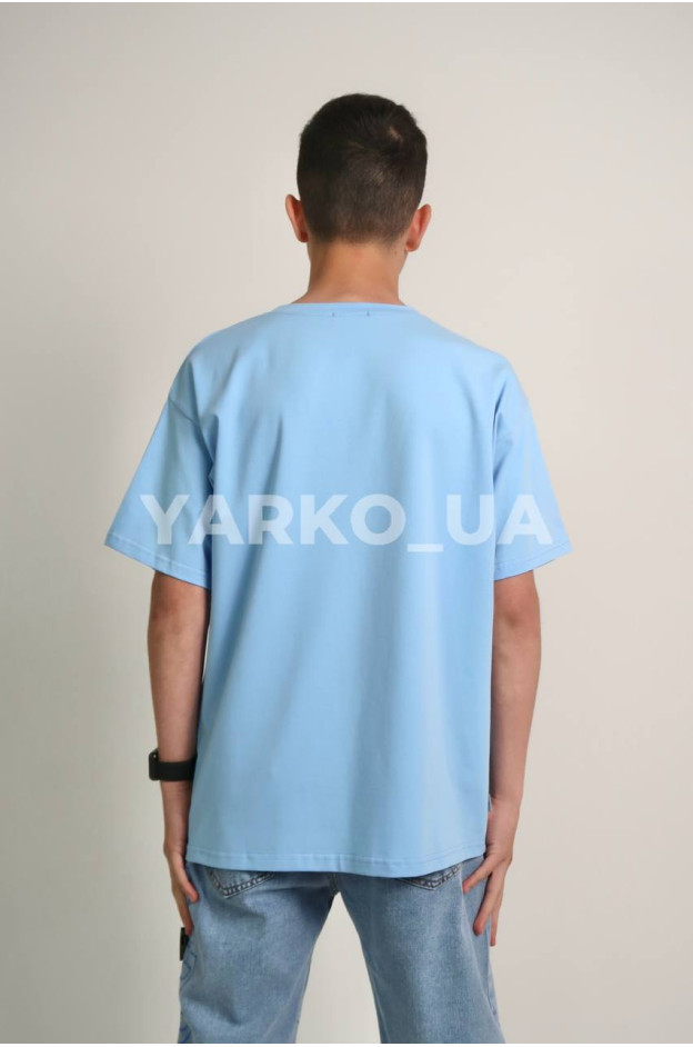 Футболка JakPani uni на літо 1405 котон блакитний oversize база 140(р)