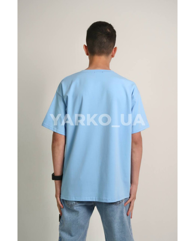Футболка JakPani uni на літо 1405 котон блакитний oversize база 140(р)