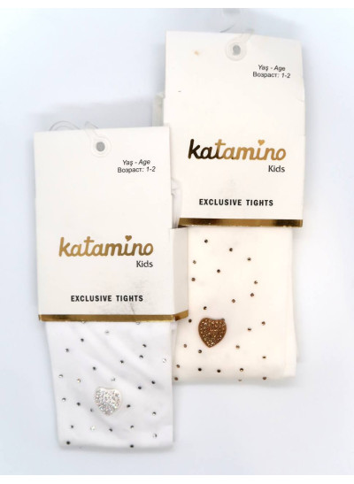 Колготи Katamino для дівчат весна/осінь K62064 капрон різнокольоровий сердечки стрази 1-2(р)