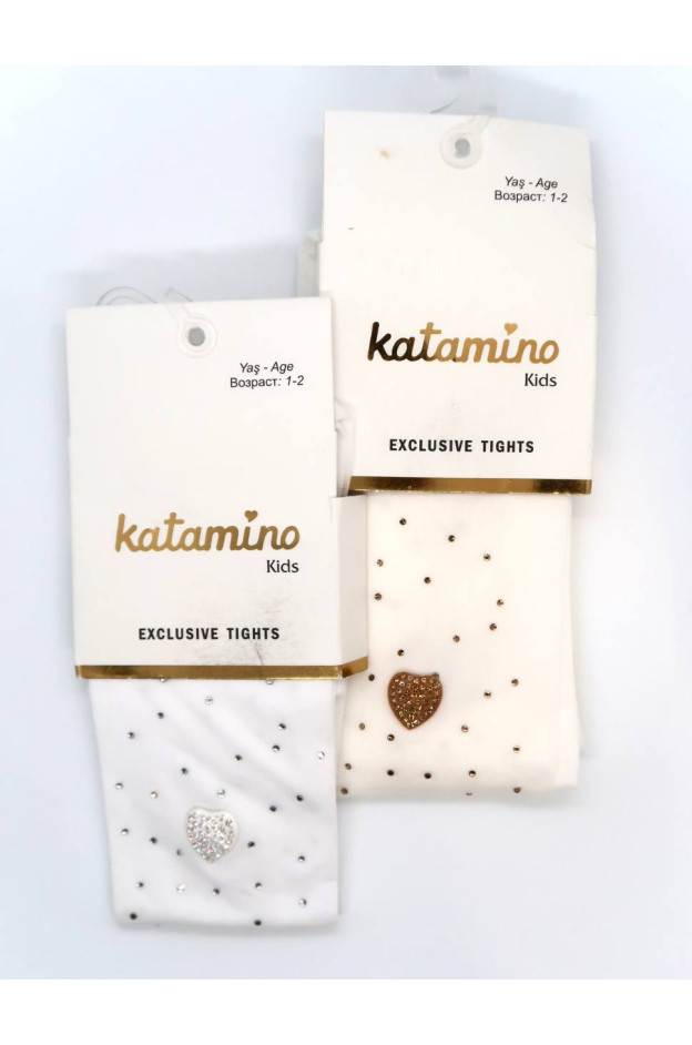 Колготи Katamino для дівчат весна/осінь K62064 капрон різнокольоровий сердечки стрази 1-2(р)
