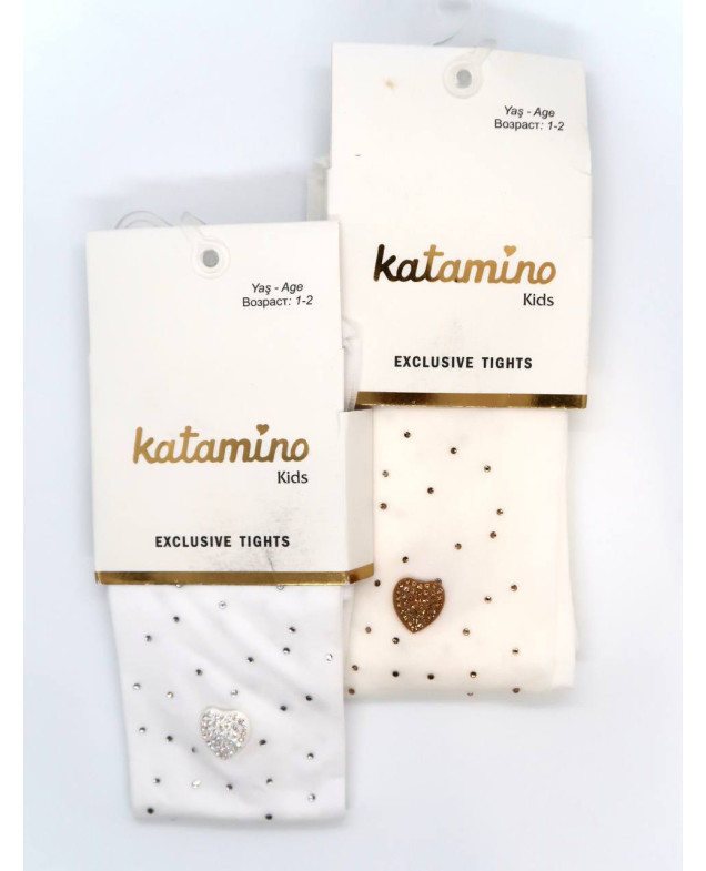 Колготи Katamino для дівчат весна/осінь K62064 капрон різнокольоровий сердечки стрази 1-2(р)