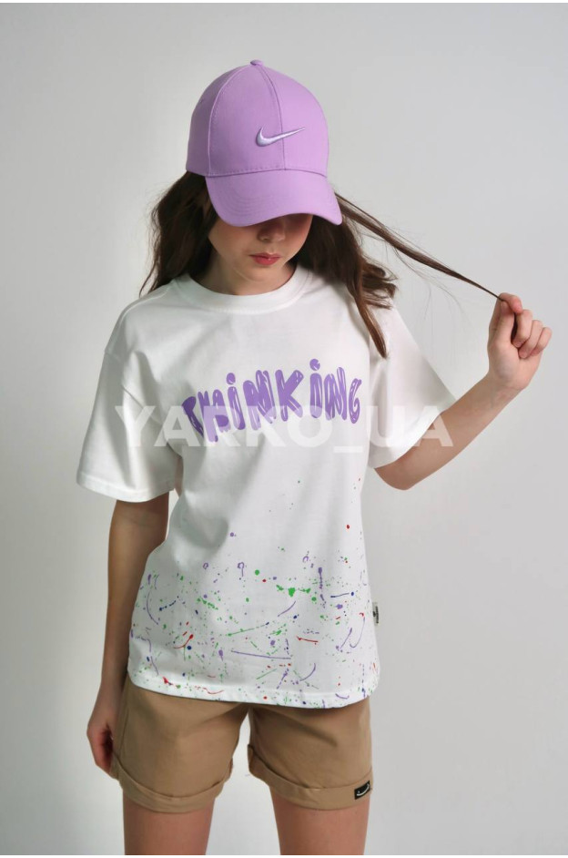 Футболка для дівчат на літо WZ067 котон білий THINKING 110(р)