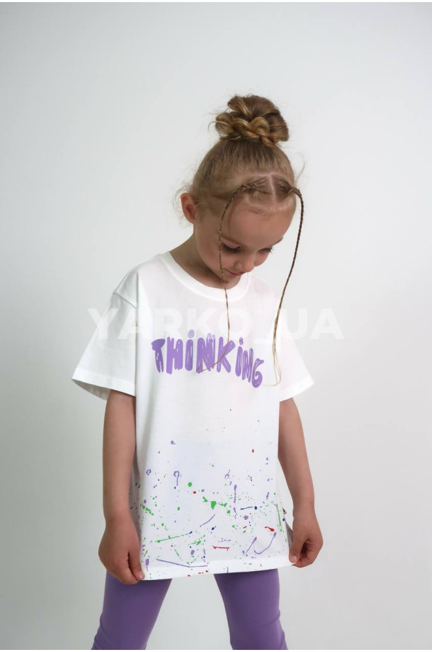 Футболка для дівчат на літо WZ067 котон білий THINKING 110(р)
