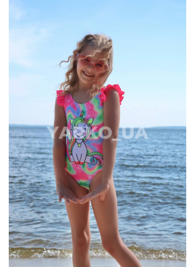 Купальник Look-Fashion для дівчаток на літо BH348 нейлон рожевий Єдиноріжка з блискітками 116(р)