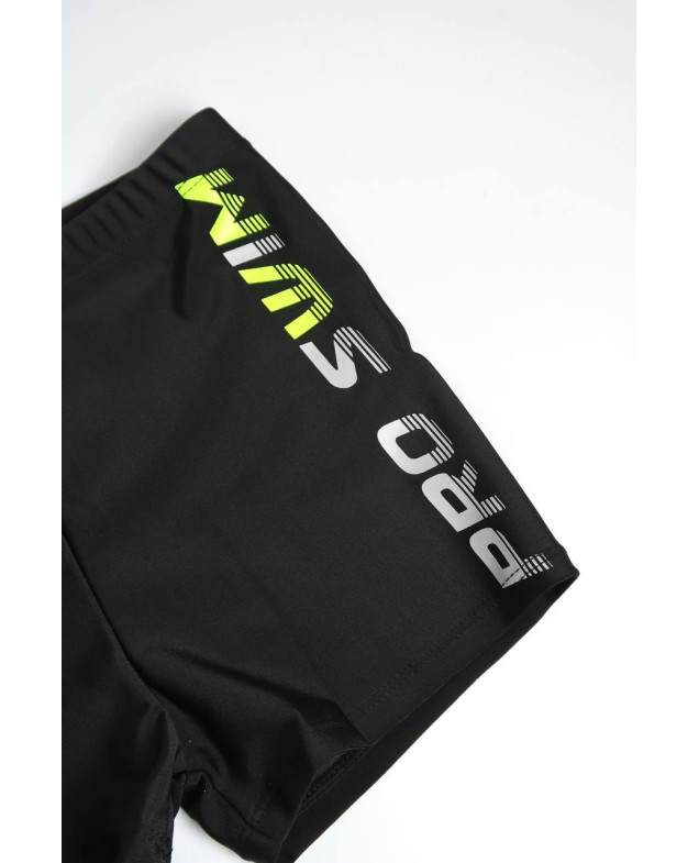Плавки Look-Fashion для хлопчиків на літо 8320 нейлон чорний Pro swim з зеленими літерами 116(р)