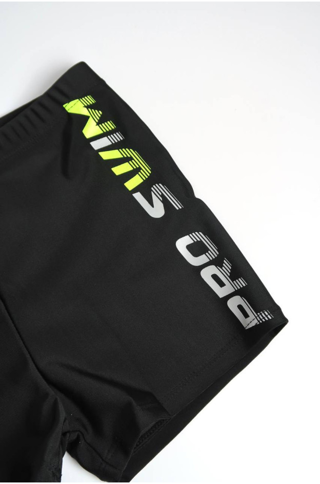 Плавки Look-Fashion для хлопчиків на літо 8320 нейлон чорний Pro swim з зеленими літерами 146(р)