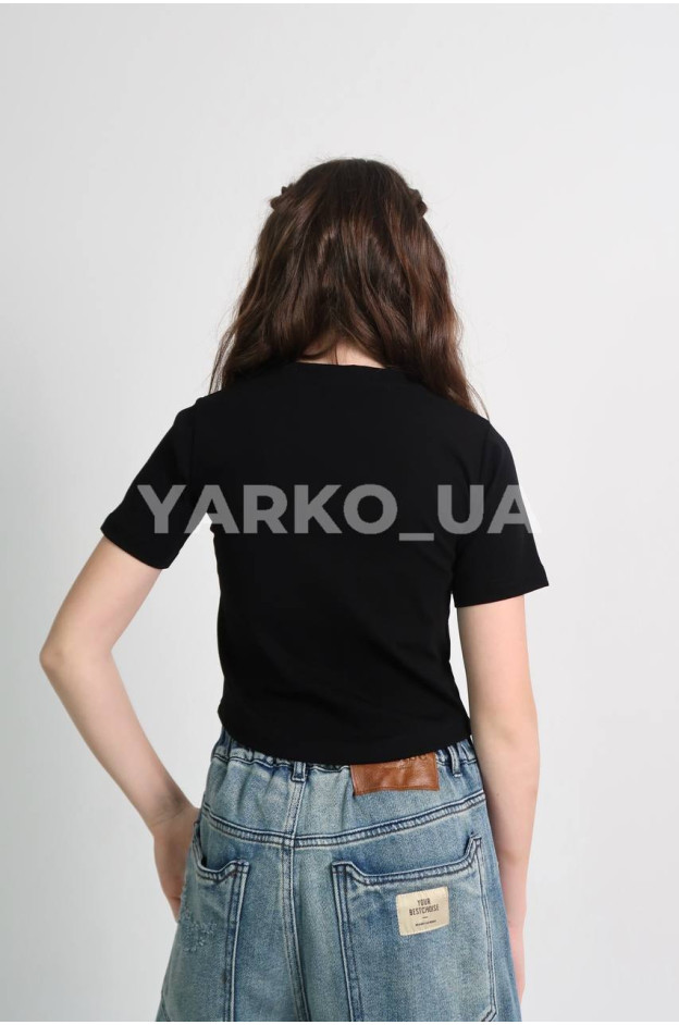 Футболка для дівчат на літо YK985673 котон чорний серце 130(р)