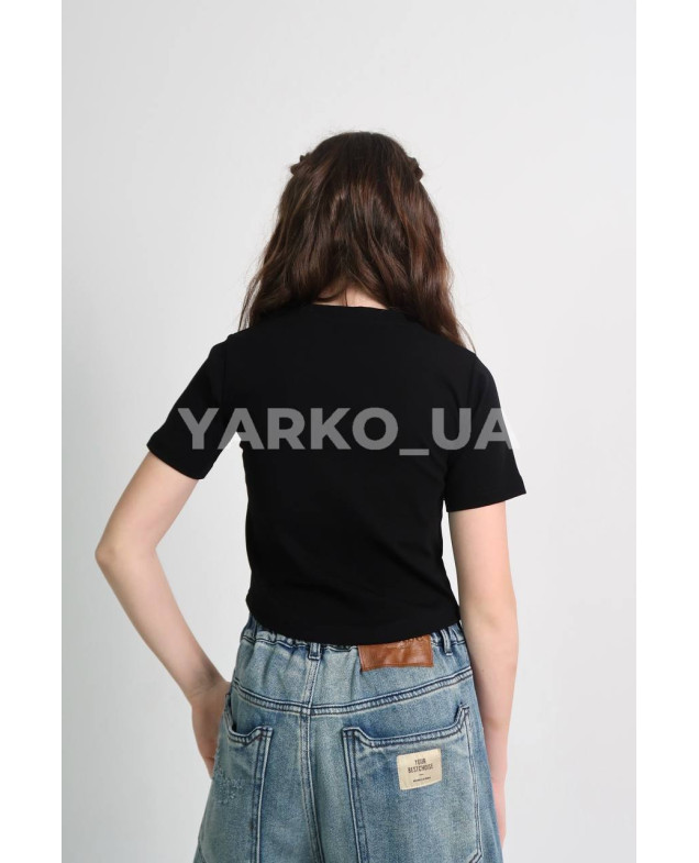 Футболка для дівчат на літо YK985673 котон чорний серце 130(р)