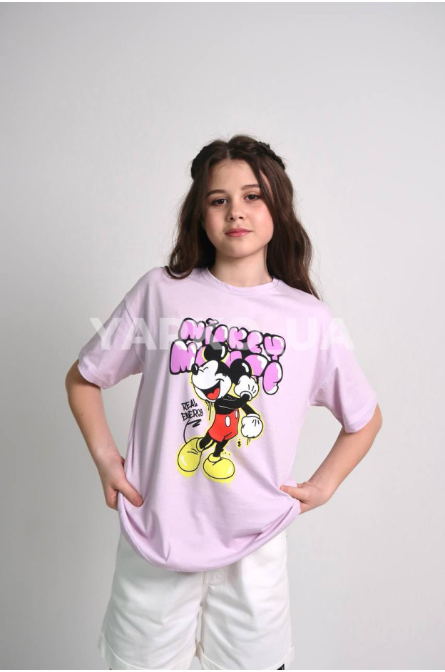 Футболка для дівчат на літо 996445 котон ліловий Mickey 164(р)