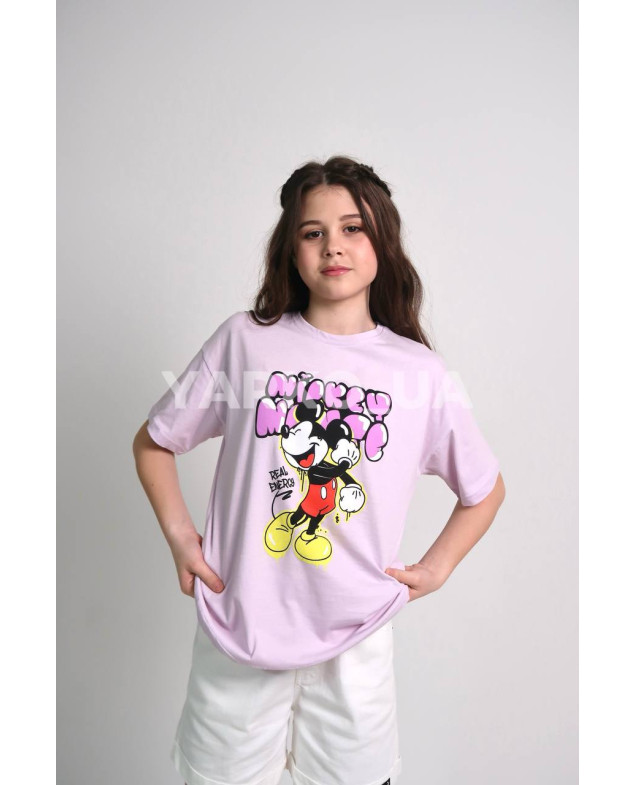 Футболка для дівчат на літо 996445 котон ліловий Mickey 164(р)