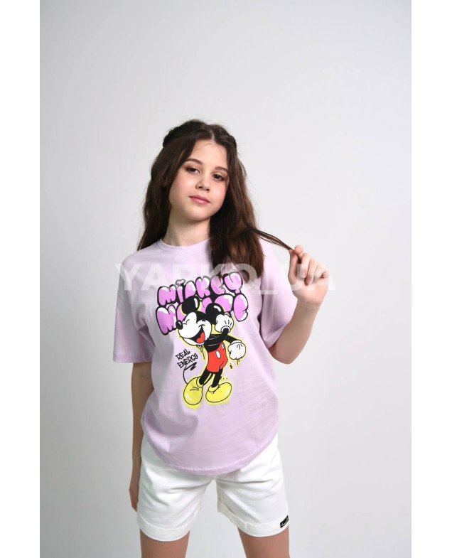 Футболка для дівчат на літо 996445 котон ліловий Mickey 164(р)
