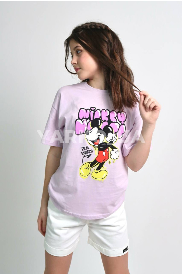Футболка для дівчат на літо 996445 котон ліловий Mickey 164(р)