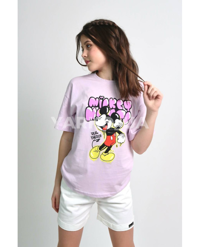 Футболка для дівчат на літо 996445 котон ліловий Mickey 164(р)