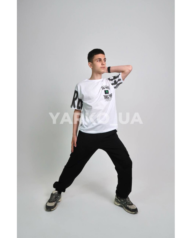 Футболка MAGO для хлопчиків на літо 24-4223 котон білий STAY ENJOY 146(р)