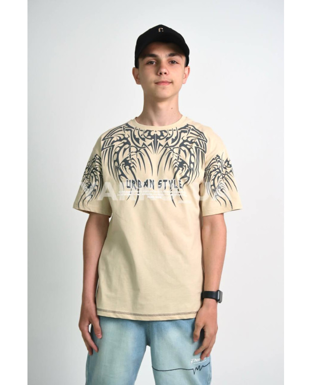 Футболка MAGO для хлопчиків на літо 24-4226 котон лате URBAN STYLE 140(р)