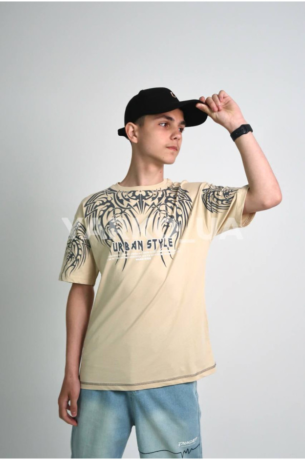 Футболка MAGO для хлопчиків на літо 24-4226 котон лате URBAN STYLE 140(р)