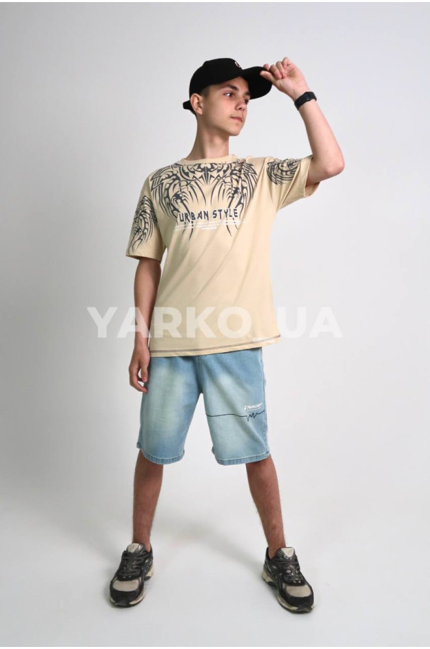 Футболка MAGO для хлопчиків на літо 24-4226 котон лате URBAN STYLE 140(р)