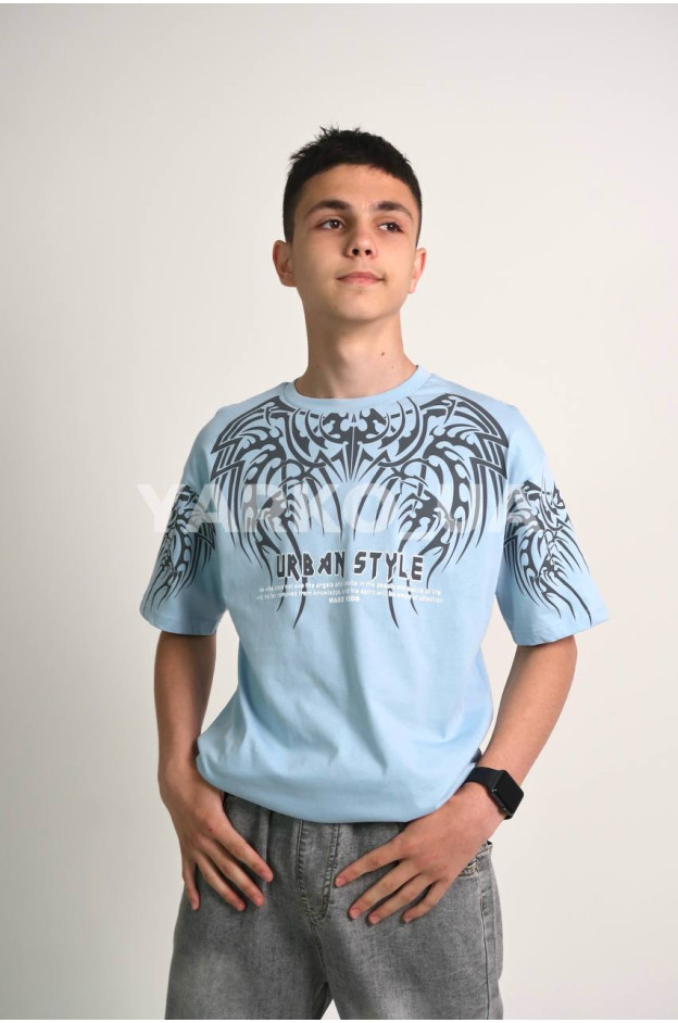 Футболка MAGO для хлопчиків на літо 24-4226 котон сизий URBAN STYLE 140(р)