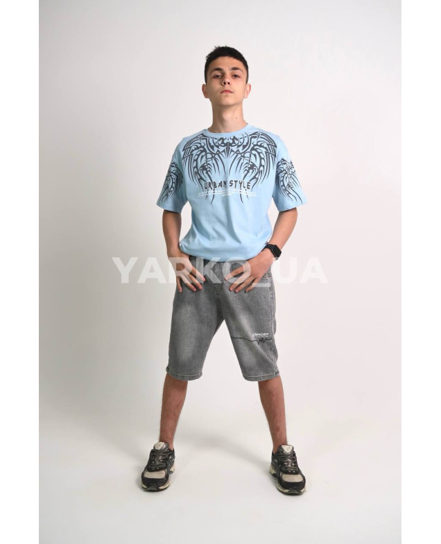 Футболка MAGO для хлопчиків на літо 24-4226 котон сизий URBAN STYLE 140(р)