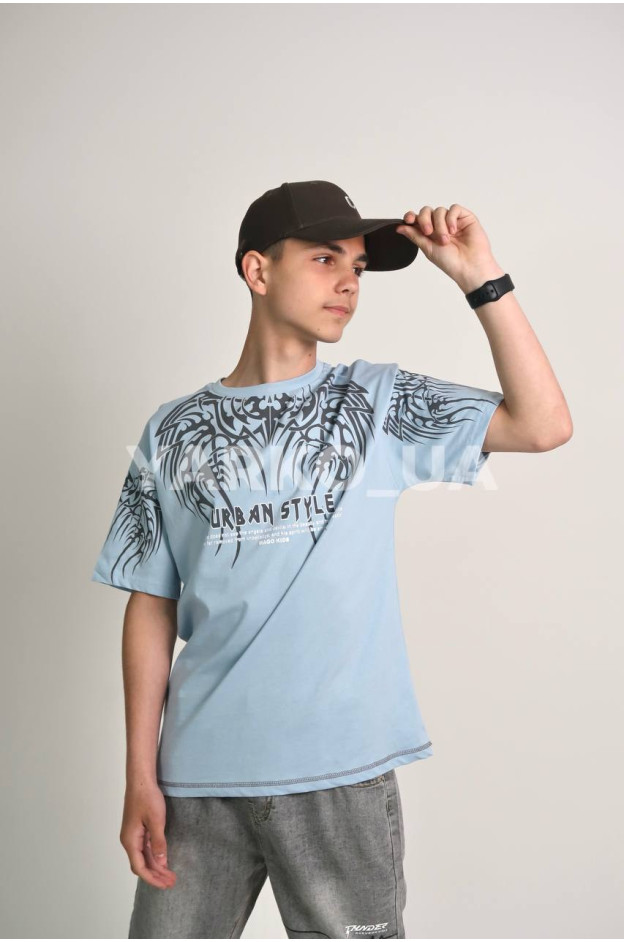 Футболка MAGO для хлопчиків на літо 24-4226 котон сизий URBAN STYLE 140(р)