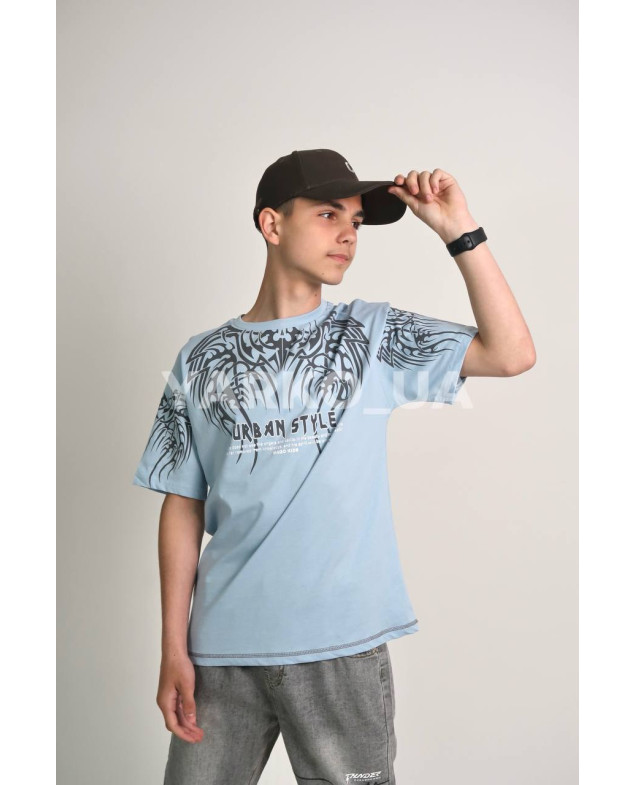 Футболка MAGO для хлопчиків на літо 24-4226 котон сизий URBAN STYLE 140(р)