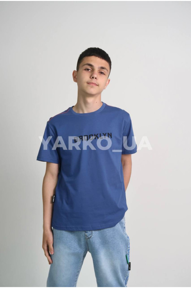 Футболка MAGO для хлопчиків на літо 24-4210 котон синій BROOKLYN 158(р)