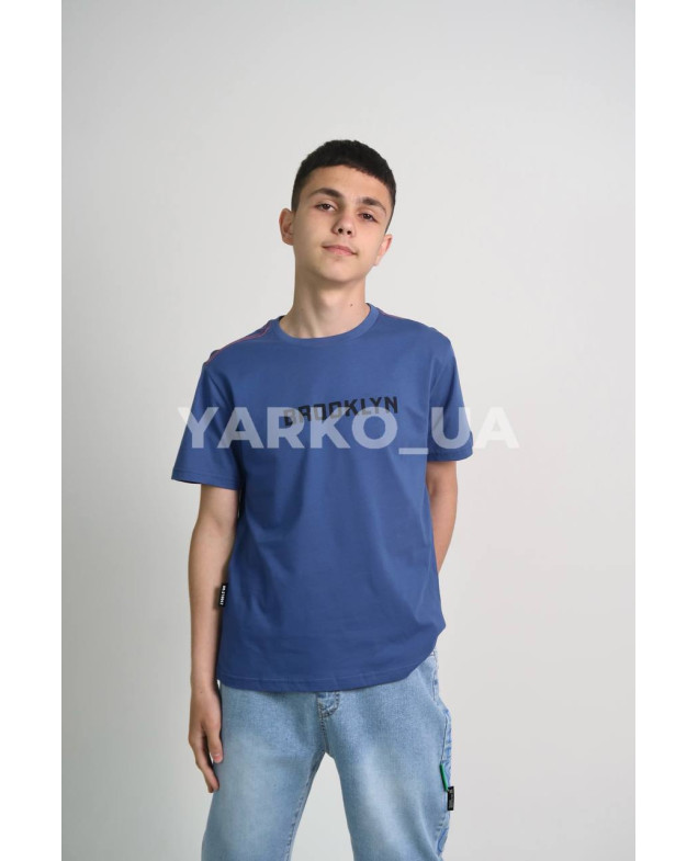 Футболка MAGO для хлопчиків на літо 24-4210 котон синій BROOKLYN 158(р)