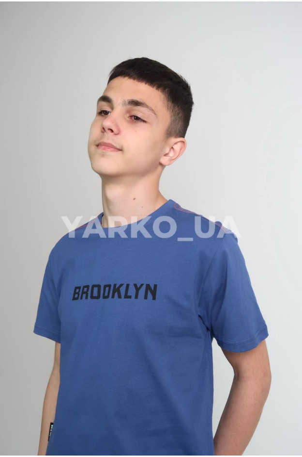 Футболка MAGO для хлопчиків на літо 24-4210 котон синій BROOKLYN 158(р)