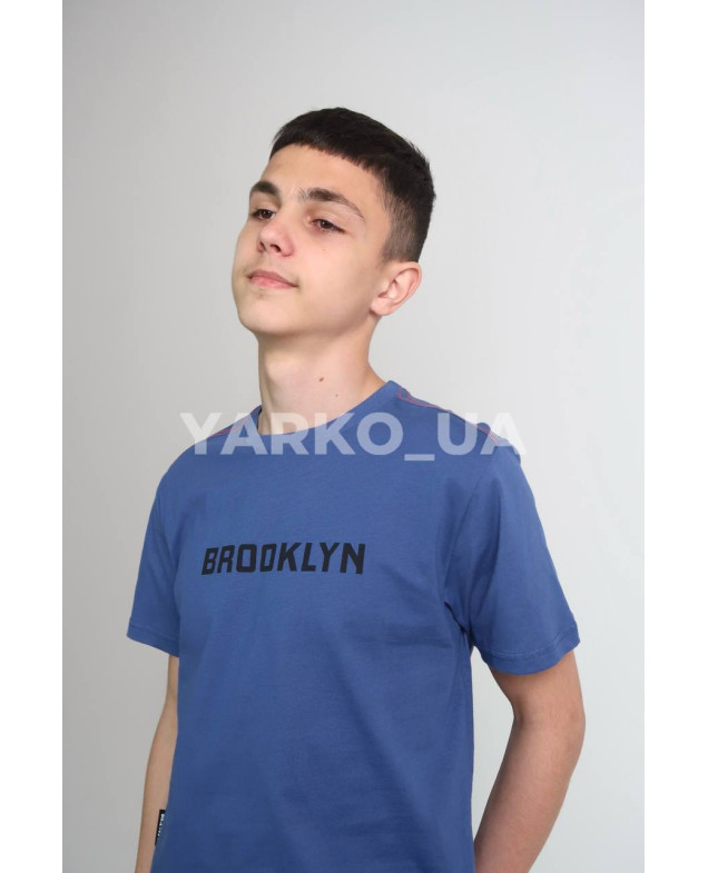Футболка MAGO для хлопчиків на літо 24-4210 котон синій BROOKLYN 158(р)