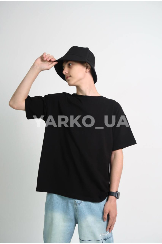 Футболка JakPani uni на літо 1405 котон чорний база oversize 140(р)