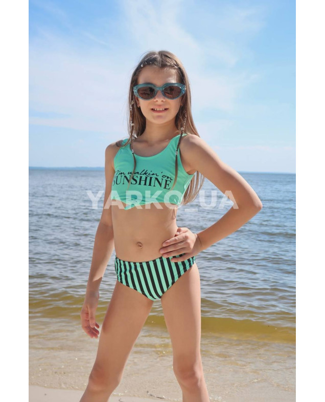Купальник Look-Fashion для дівчаток на літо BH1049 поліамід ментол Sunshine роздільний 8-10(р)