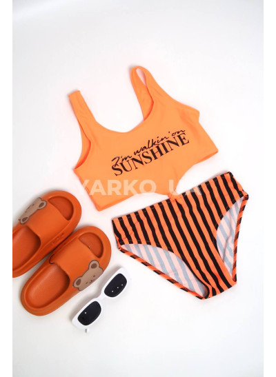 Купальник Look-Fashion для дівчаток на літо BH1049 поліамід оранж Sunshine роздільний 14-16(р)