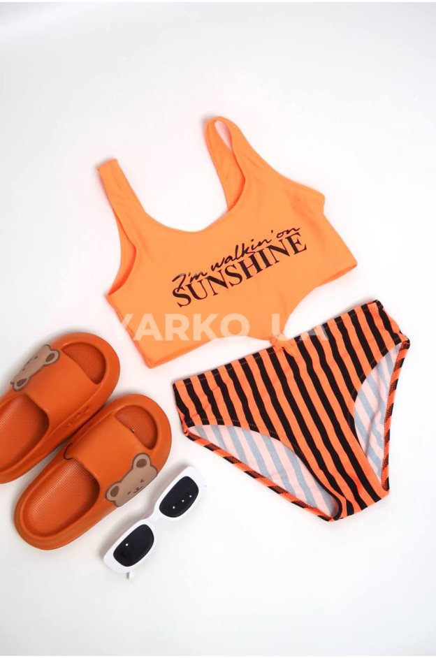 Купальник Look-Fashion для дівчаток на літо BH1049 поліамід оранж Sunshine роздільний 14-16(р)
