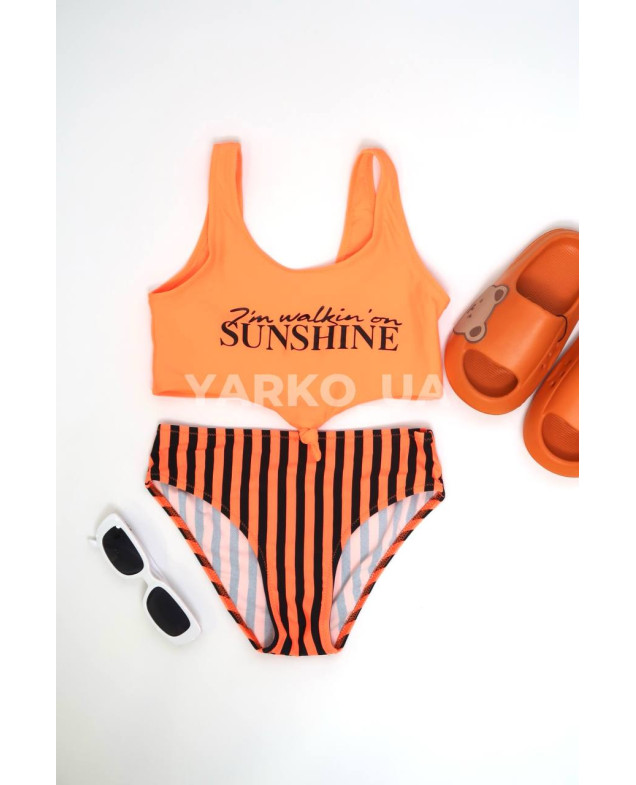 Купальник Look-Fashion для дівчаток на літо BH1049 поліамід оранж Sunshine роздільний 14-16(р)
